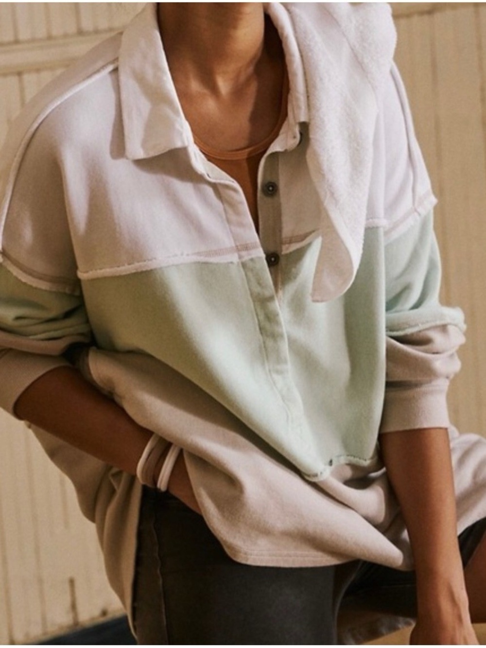 Free People Movement Freda Polo Tunic Pullover Sweatshirt